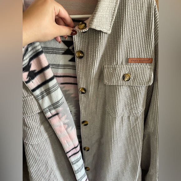 Simply Southern Striped Corduroy Jacket with Aztec Lining- Reversible! - Picture 3 of 3